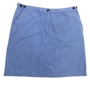 Lands' End Blue Straight Adjustable Waist 100% Cotton Skirt with Pockets